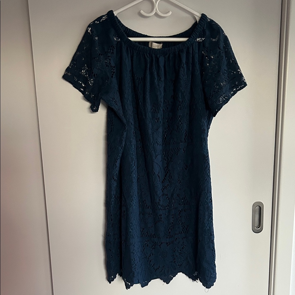 Like new Anne Taylor LOFT Dark Blue Lace Dress
